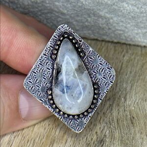 Rainbow Moonstone Chunky Ring 925 SP Ring